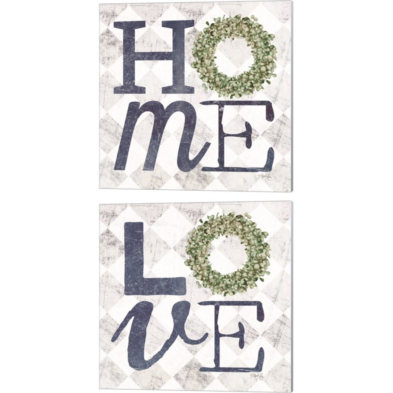 Eucalyptus Wreath B by Marla Rae 14" x 14" Canvas Wall Art (Set of 2)